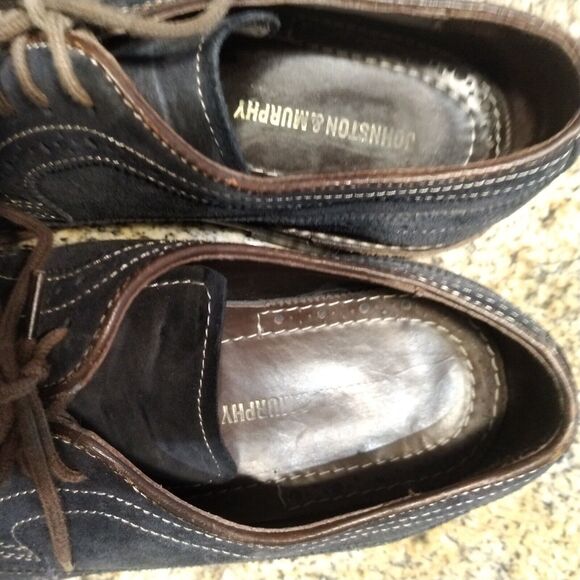 Johnston and Murphy Navy Blue Wingtip Oxfords Nubuck Leather Dress Shoes 8 M main image 7